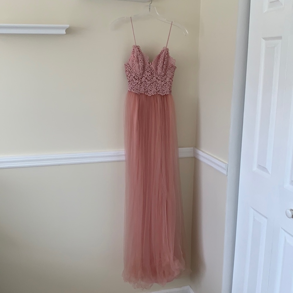 Pink Maxi Dress w/ Lace Top and Tulle Bottom from ASOS (in Size 0)